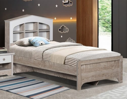 سرير نفر ونص مخمل ذو تصميم كلاسيكي